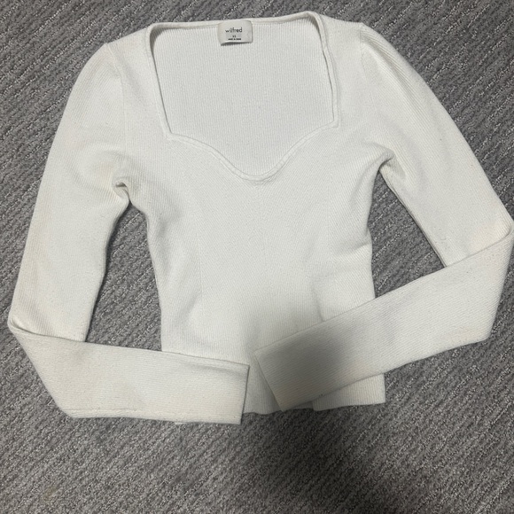 Wilfred Tops - 115. White Long Sleeve Knit Top